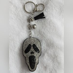 Skull Keychain with Rhinestones Scream Bag Charm